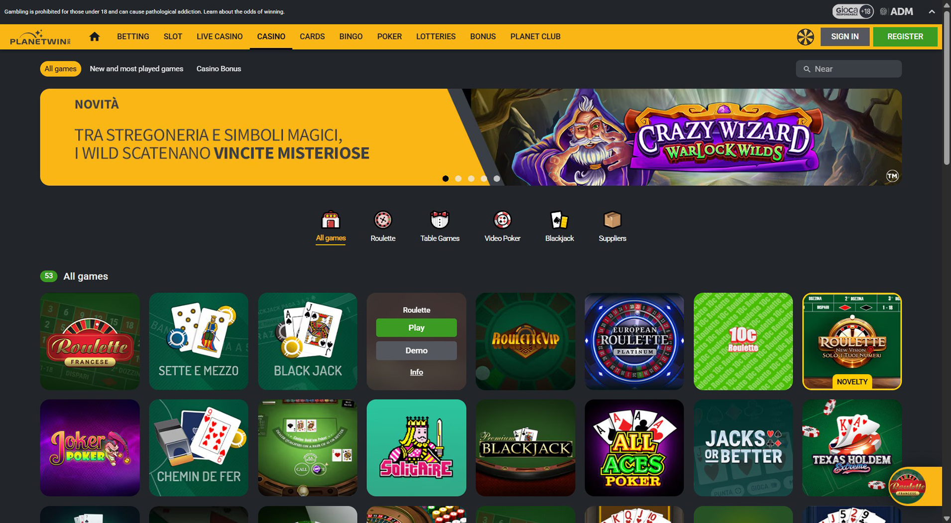 6. Planetwin365- Pagamenti rapidi al casinò Klarna