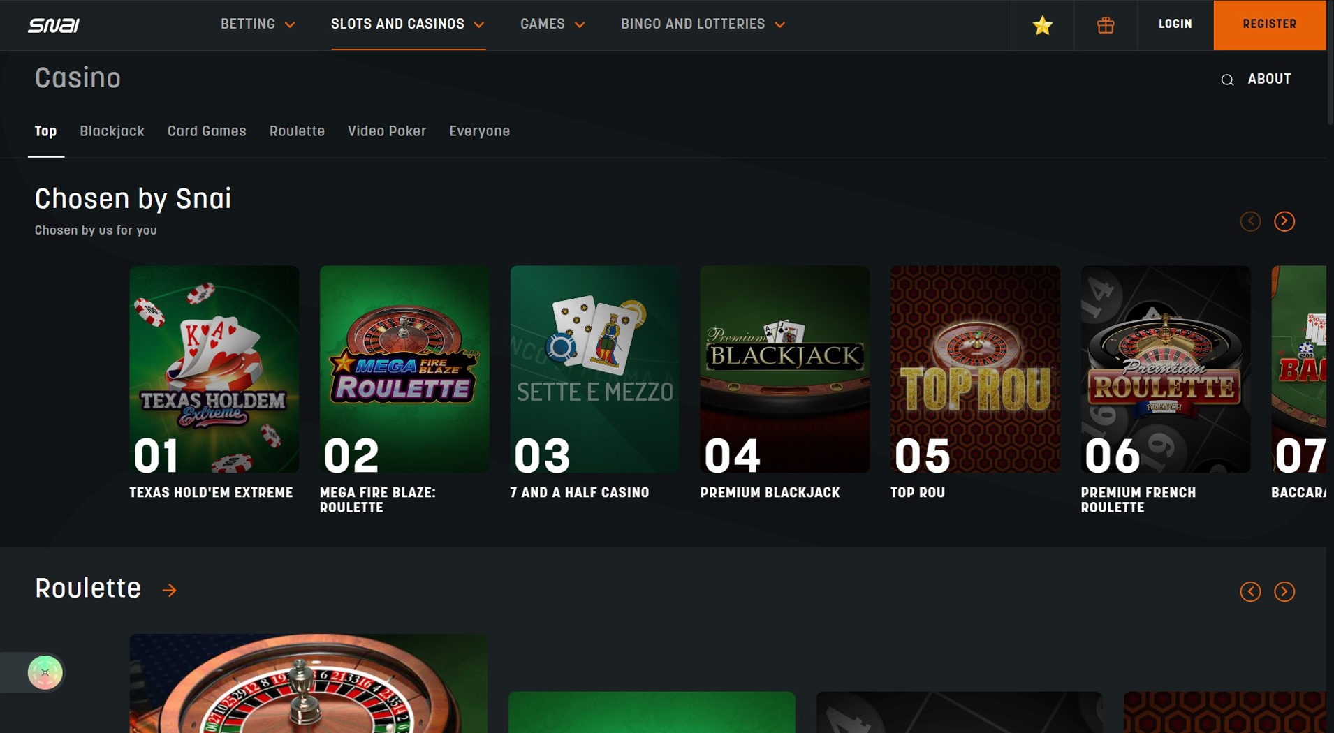 9. SNAI- Facile configurazione del casinò Klarna